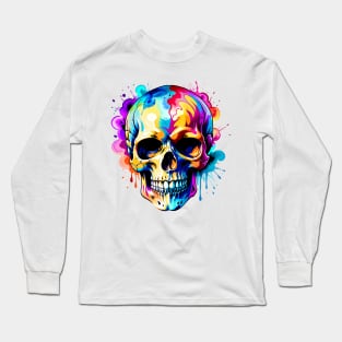 Colored Skull Design in Vibrant Vector Style Long Sleeve T-Shirt